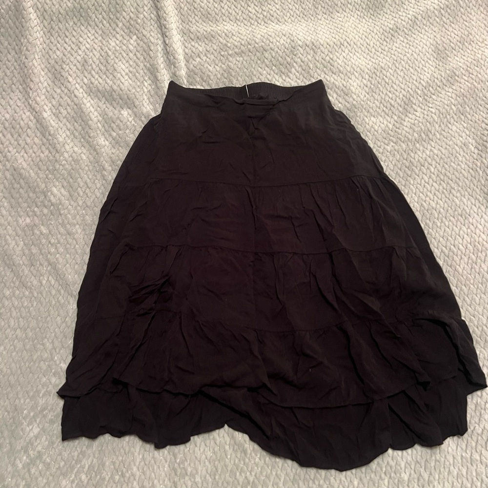 Black Layered Midi Skirt
